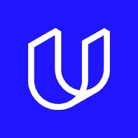 blue box with 3D white U logo